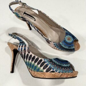 J. RENEE Olive JJ Slingback Peacock Peep Toe Heels Size 11W